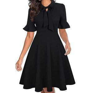 RANPHEE Bow Tie Neck A-Line Fit Flare Dress S *NWT*